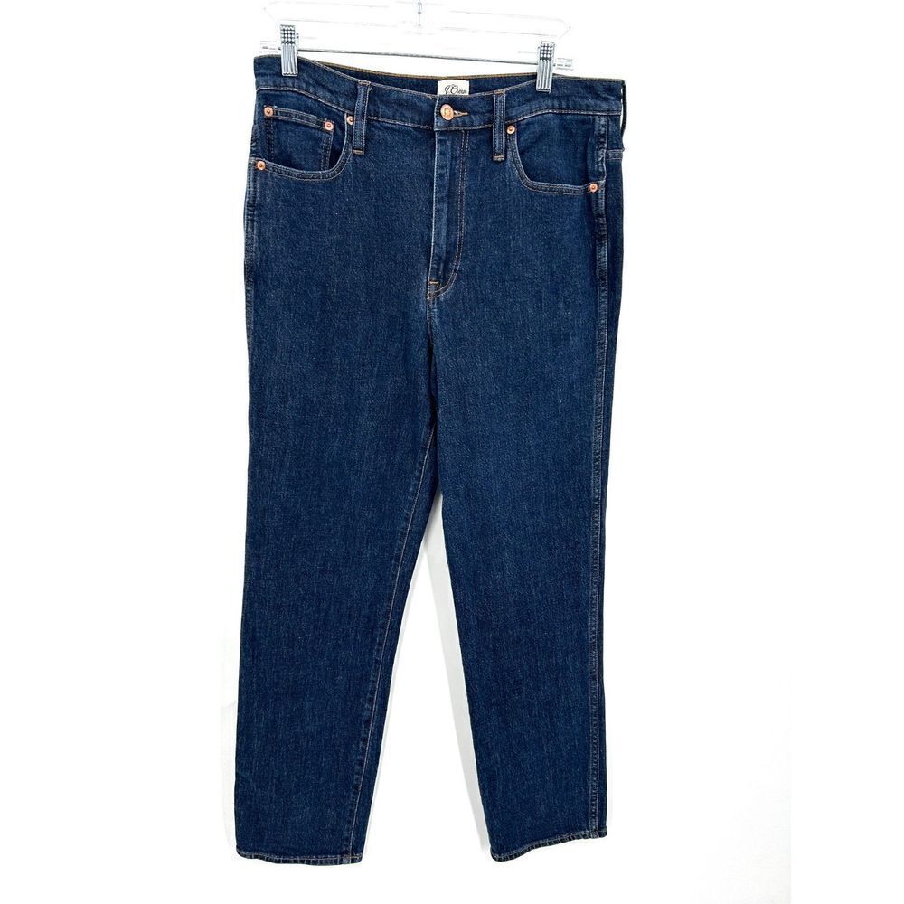 J. CREW Women's Straight Leg Crop High Rise Denim Blue Jeans Size 30 Tall